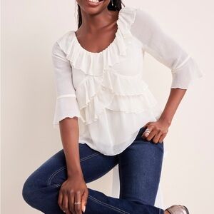 Francesca's Collections Bonnie Ruffled Tiered Blouse - Cream